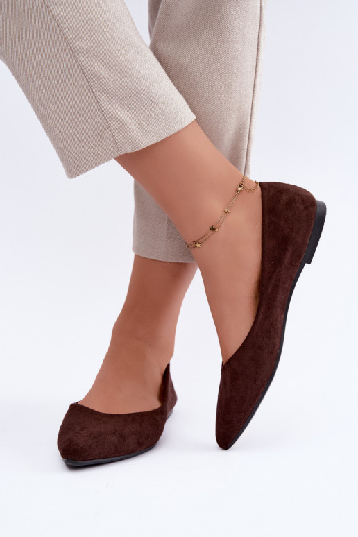 balerina's van faux suede in chocoladekleur Lelisa