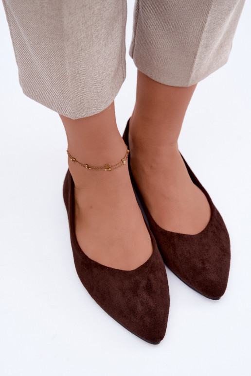 balerina's van faux suede in chocoladekleur Lelisa