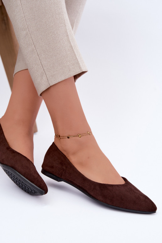 balerina's van faux suede in chocoladekleur Lelisa