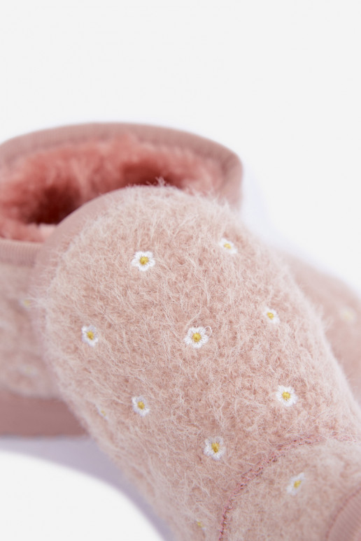 Roze kinder sneeuwlaarzen met bloemenmotieven Lunabelle