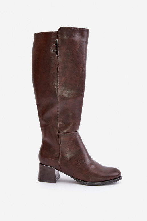 Kniehoge laarzen met hak van faux leather bruin Izanae