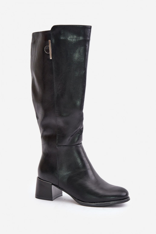 Kniehoge laarzen met hak van faux leather zwart Izanae