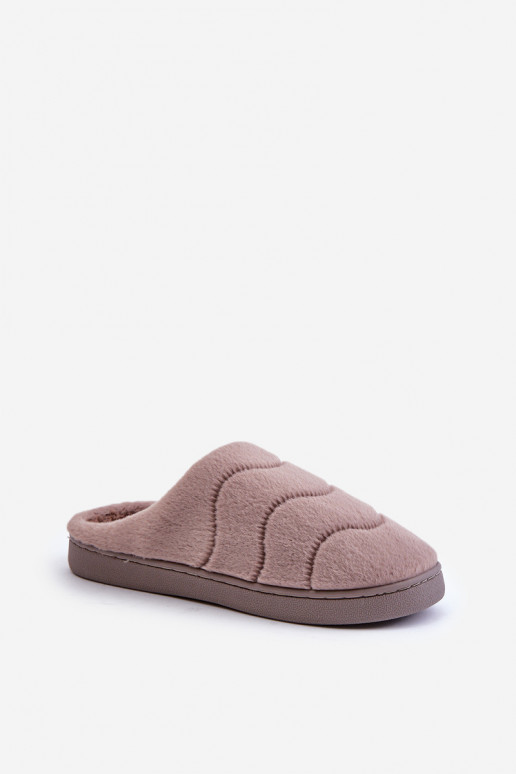 Warme dames slippers met bont bruin Vamirae