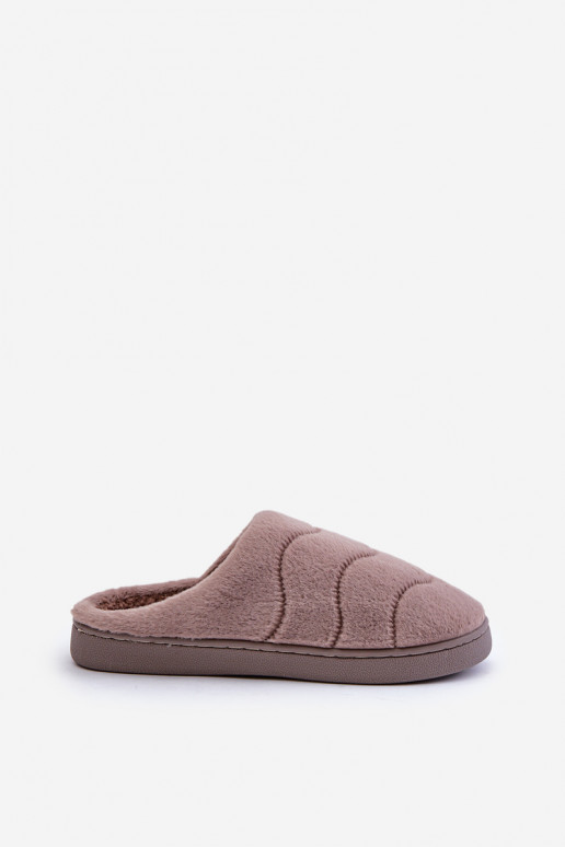 Warme dames slippers met bont bruin Vamirae