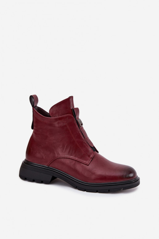 Warme dames enkellaarsjes met decoratieve details bordeaux Roselle