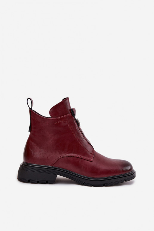 Warme dames enkellaarsjes met decoratieve details bordeaux Roselle