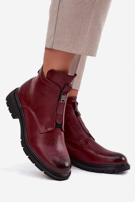 Warme dames enkellaarsjes met decoratieve details bordeaux Roselle