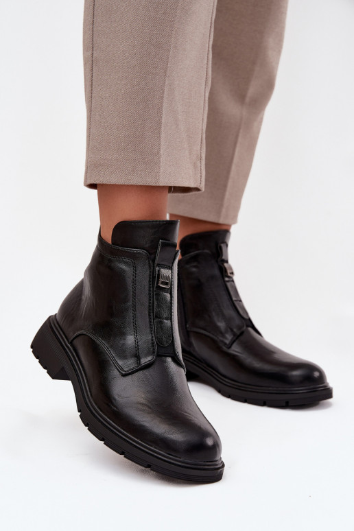 Warme dames enkellaarsjes met decoratieve details zwart Roselle