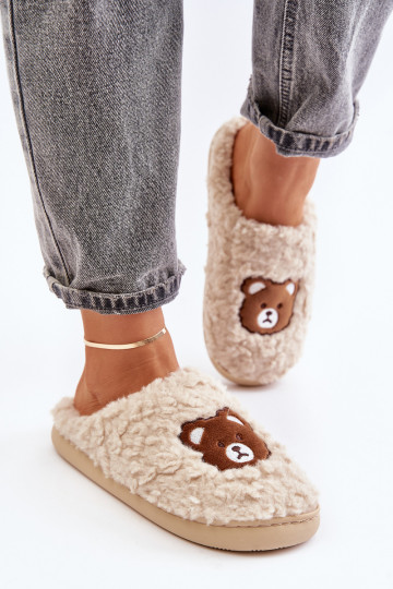 Zandkleurige slippers met bont Temiena 2