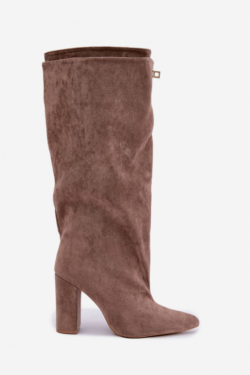Zandkleurige faux suede geïsoleerde laarzen met dubbele schacht Luminelle