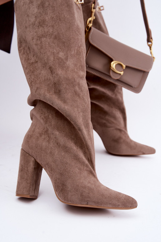 Zandkleurige faux suede geïsoleerde laarzen met dubbele schacht Luminelle