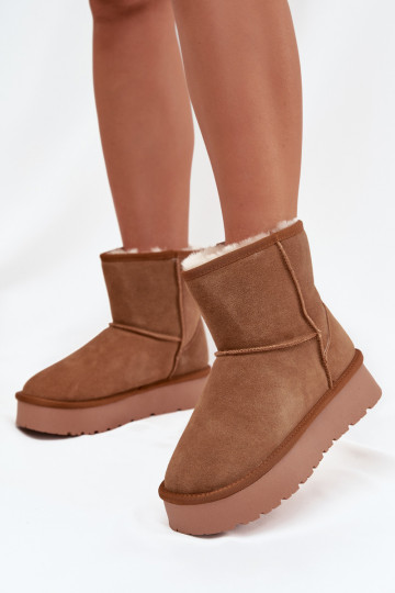 Bruine dames sneeuwlaarzen van faux suede met platform Privine 2