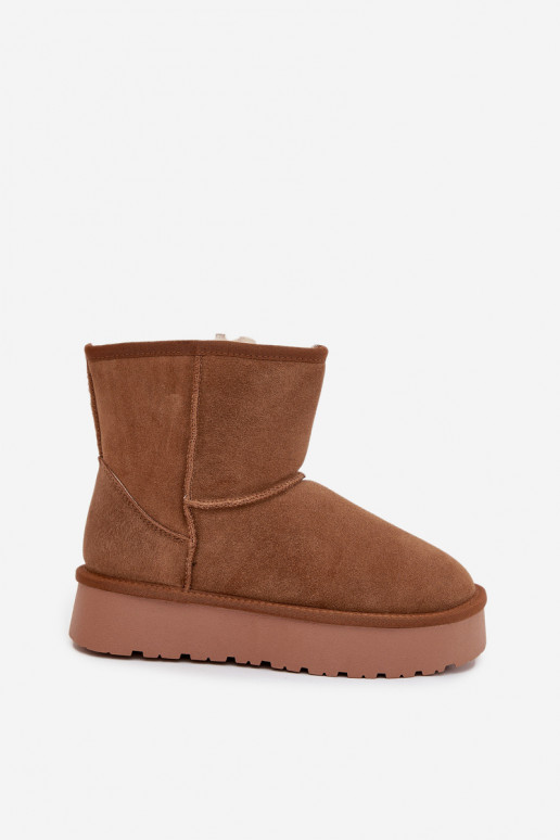 Bruine dames sneeuwlaarzen van faux suede met platform Privine