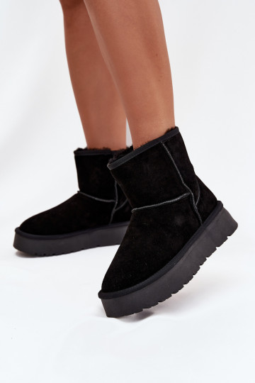 Zwarte dames sneeuwlaarzen van faux suede met platform Privine 2