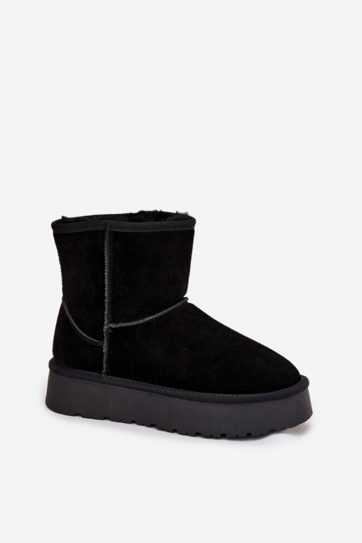 Zwarte dames sneeuwlaarzen van faux suede met platform Privine
