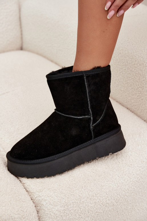 Zwarte dames sneeuwlaarzen van faux suede met platform Privine