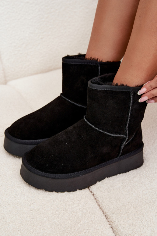 Zwarte dames sneeuwlaarzen van faux suede met platform Privine