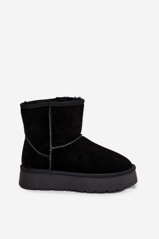 Zwarte dames sneeuwlaarzen van faux suede met platform Privine