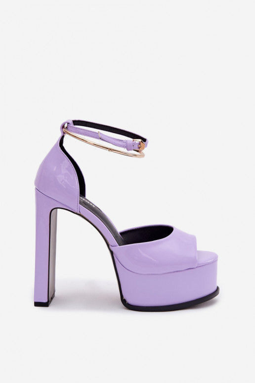 Paarse lakleren sandalen voor dames met hakken en platform Horvia
