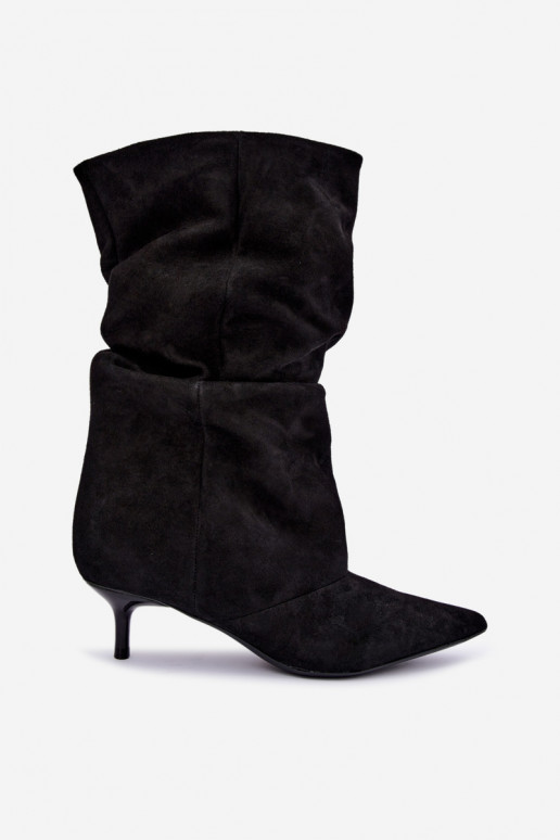 Instap Slouchy enkellaarsjes met hakken in zwart Falisette