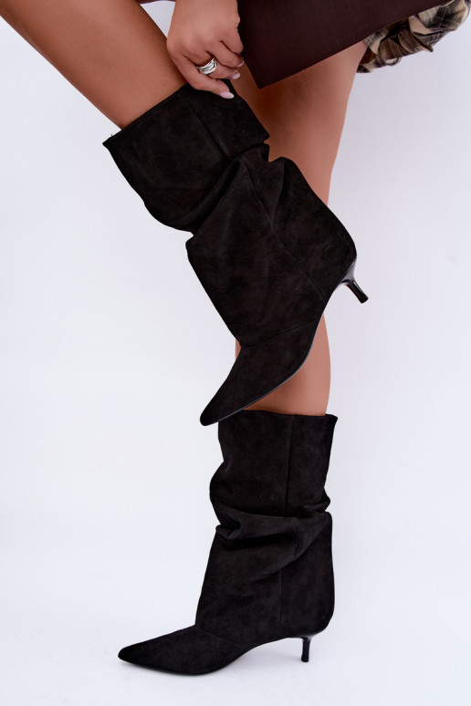 Instap Slouchy enkellaarsjes met hakken in zwart Falisette