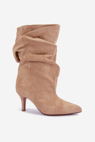 Instap Slouchy enkellaarsjes met hakken in zand Falisette