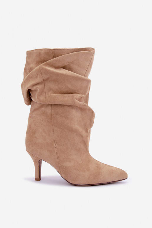 Instap Slouchy enkellaarsjes met hakken in zand Falisette