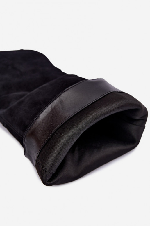 Instap hoge laarzen van faux suede met hakken in zwart Pamelisse