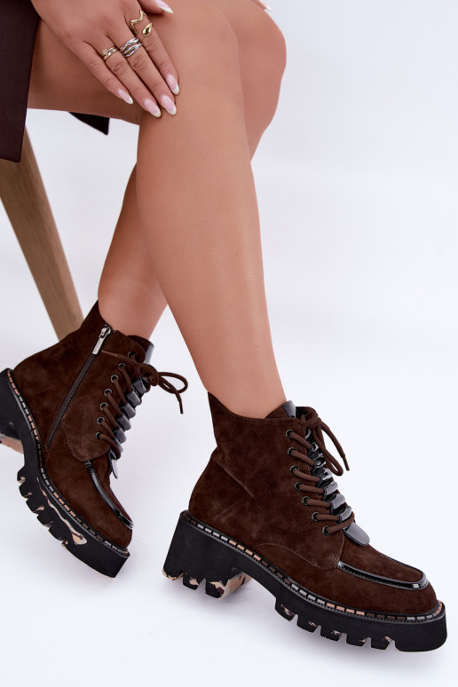 Geïsoleerde enkellaarsjes in chocolade faux suede Artiker 59C0272