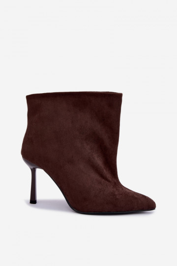 Cacao kleur slip-on enkellaarsjes met dunne hakken Kamea 2