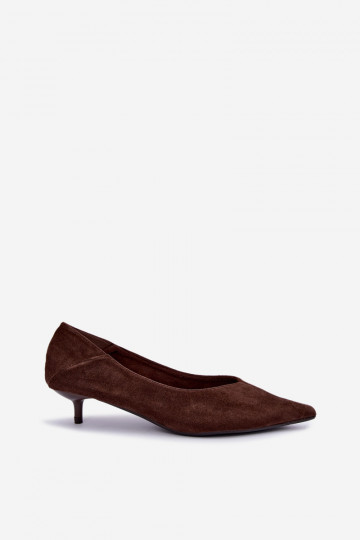 schoenen met lage hak in chocolade kleur Joresta 2