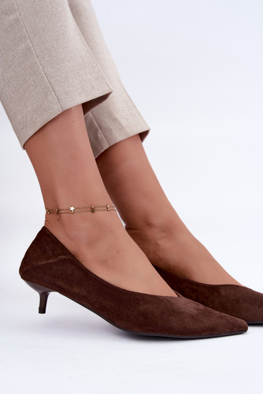 schoenen met lage hak in chocolade kleur Joresta