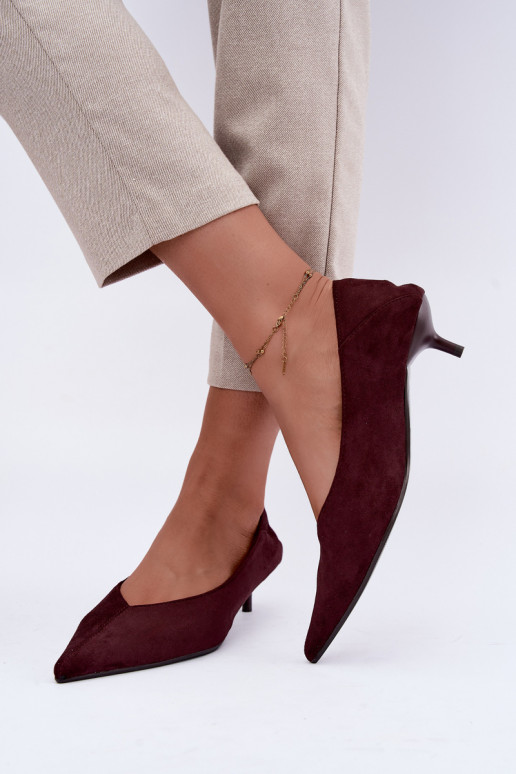 schoenen met lage hak in bordeaux kleur Joresta