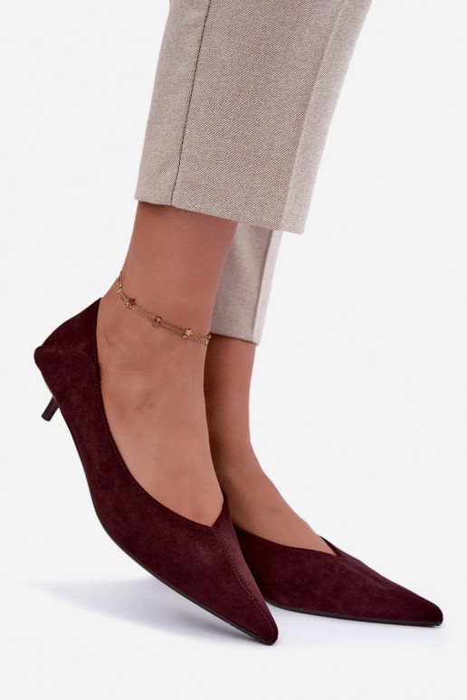 schoenen met lage hak in bordeaux kleur Joresta