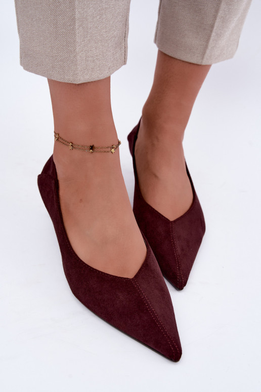 schoenen met lage hak in bordeaux kleur Joresta
