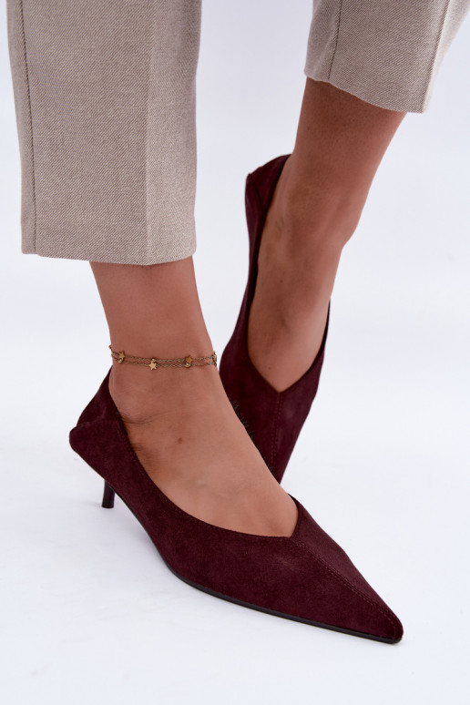 schoenen met lage hak in bordeaux kleur Joresta