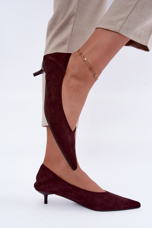 schoenen met lage hak in bordeaux kleur Joresta