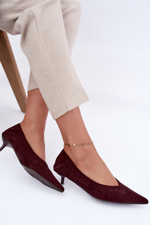 schoenen met lage hak in bordeaux kleur Joresta