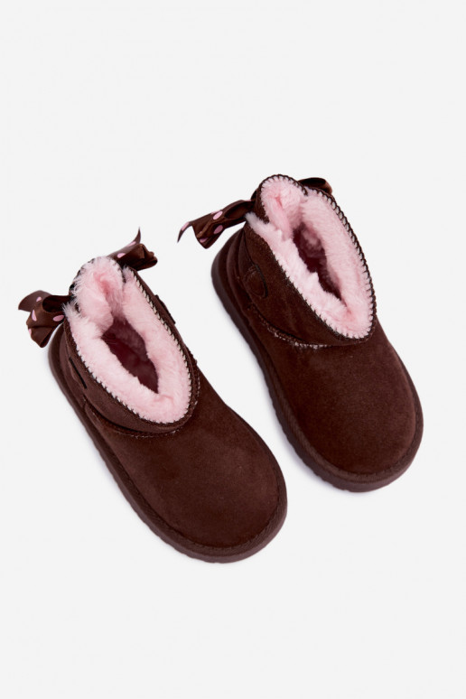 kindersneeuwlaarzen met strikken in chocolade kleur Įjungtavelle