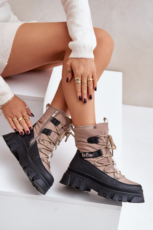 Beige dames sneeuwlaarzen Lee Cooper LCJ-24-47-3143