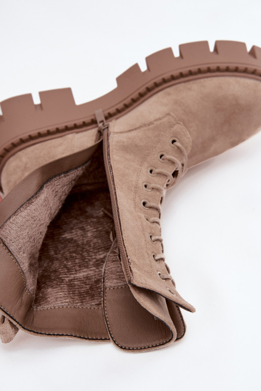 Beige gevoerde enkellaarsjes met ornamenten Melisse