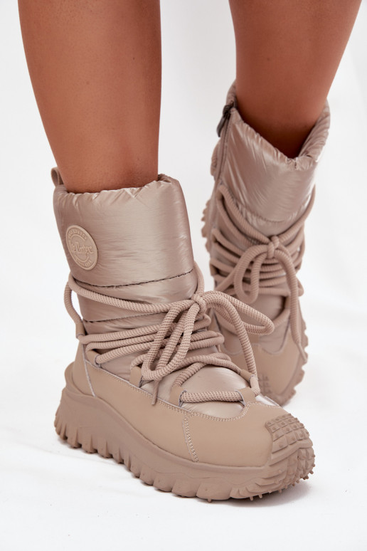 Beige en gouden sneeuwlaarzen met platform Lee Cooper LCJ-25-12-3663