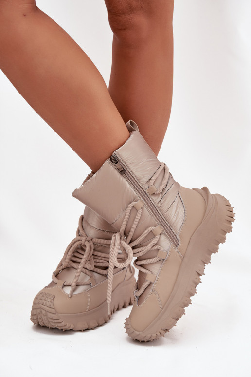 Beige en gouden sneeuwlaarzen met platform Lee Cooper LCJ-25-12-3663