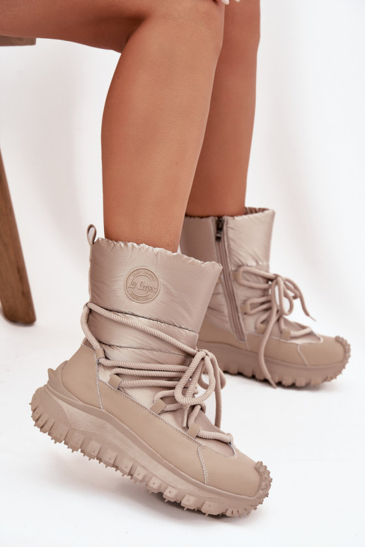 Beige en gouden sneeuwlaarzen met platform Lee Cooper LCJ-25-12-3663