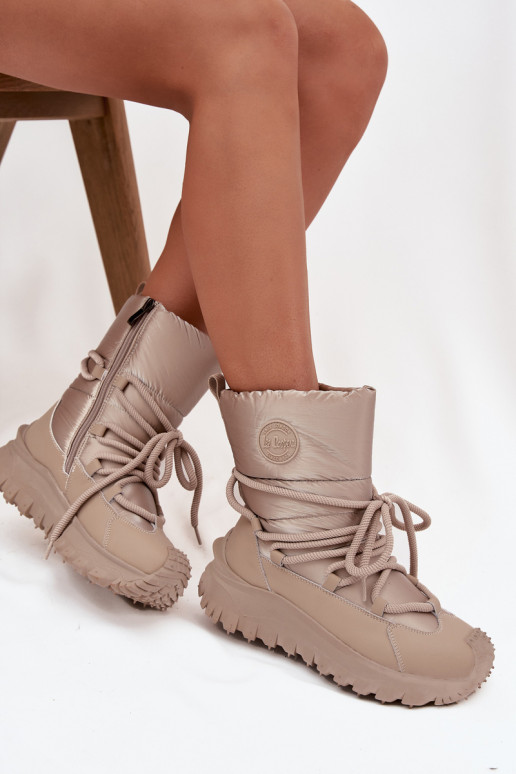 Beige en gouden sneeuwlaarzen met platform Lee Cooper LCJ-25-12-3663
