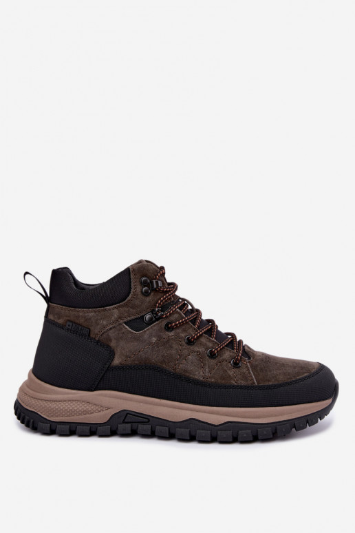 Donkerbruine gevoerde herenlaarzen van faux suede Big Star UU174248