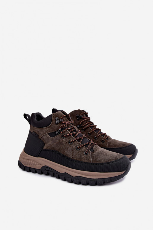 Donkerbruine gevoerde herenlaarzen van faux suede Big Star UU174248