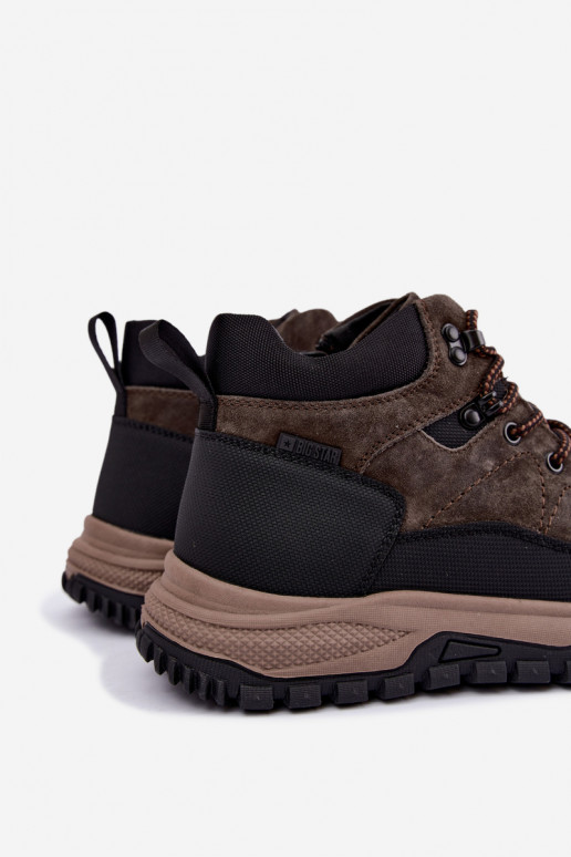 Donkerbruine gevoerde herenlaarzen van faux suede Big Star UU174248