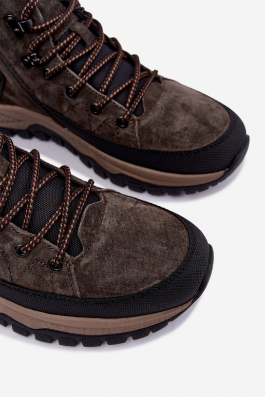 Donkerbruine gevoerde herenlaarzen van faux suede Big Star UU174248