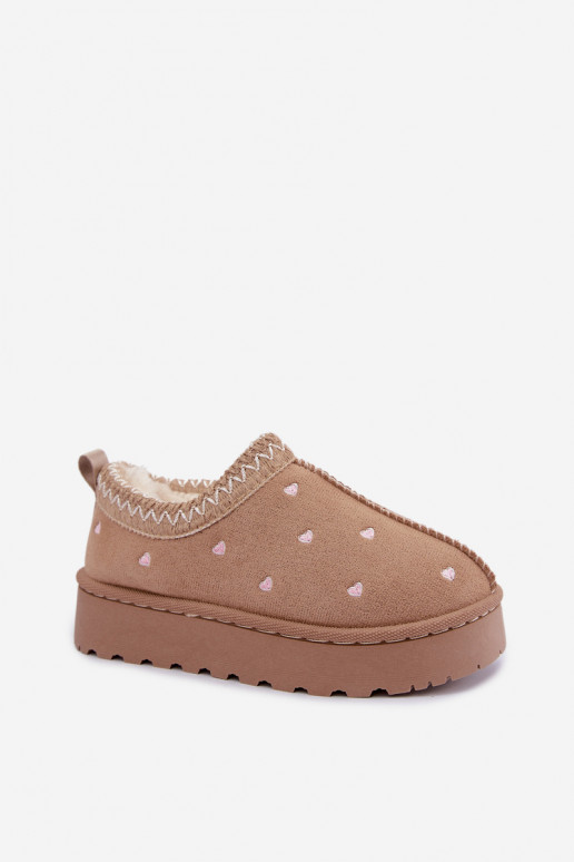 Kindersneeuwschoenen met hartjes, gevoerd met bont, zandkleurig Palina